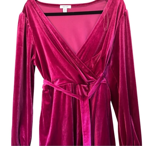 Nine West Pink Velour Wrap Dress Size Extra Large (XL) - Picture 3 of 8